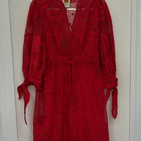 Farm Rio red morada boa guipure maxi dress in Size S - Picture 4 of 14